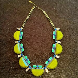 Like new Art Nouveau inspired necklace in a beautiful olive+indigo color story